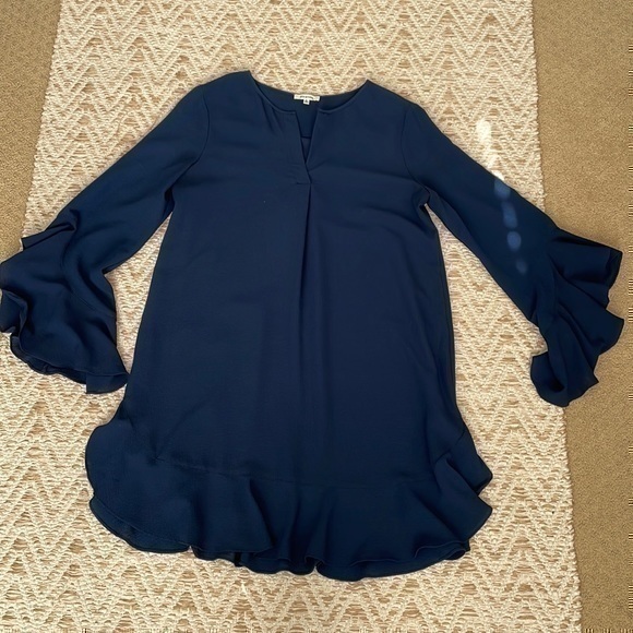 Max Studio navy small ruffle dress - Picture 1 of 7